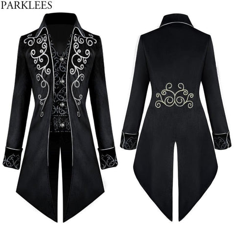 Steampunk Gothic Renaissance Black Velvet Tailcoat Tuxedo Jacket - Alt Style Clothing