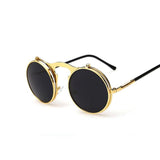 Retro Flip Round Steampunk Style Sunglasses - Alt Style Clothing