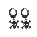 Stainless Steel Skull Drop Gothic Jewelry Pendant Cool Eardrop Earrings - Alt Style Clothing