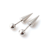 Round Ball Spike Cone Tip Titanium Steel Screw Back (Pierced) Stud Earrings