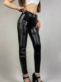 Warm Leather Moto Pencil Pants - Perfect for Biker Style Fashion - Alt Style Clothing