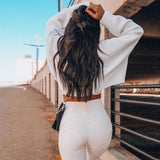 High-Waisted White Faux Leather Skinny Pants - Leather Look Fashion Leggings with Booty Lift Effect - Alt Style Clothing