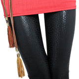 Faux Leather Slim Leggings with Snake Skin Texture