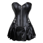 Gothic Dress Faux Leather Lace Up Steampunk Bustier Corset - Alt Style Clothing