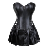 Gothic Dress Faux Leather Lace Up Steampunk Bustier Corset - Alt Style Clothing