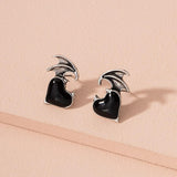 Lost Lady New Fashion Devil Wings Heart-shaped Earrings - Alt Style Clothing