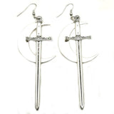 Sword Dagger Hoop Lever Back Witch or Pagan Alternative Gothic Classic Metal Earrings - Alt Style Clothing
