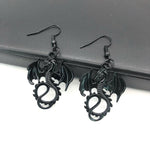 Gothic black dragon earrings for witch ladies