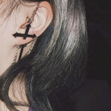 Gothic Punk Black Cross Long Chain Earrings