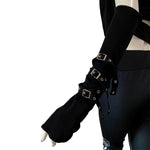 Gothic Eyelet Ribbon Elbow-Length Outsleeve Gloves for Dark and Cool Girls