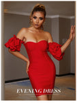 Glamaker Red Pleated Sexy Strapless Bodycon Backless Midi Dress - Alt Style Clothing