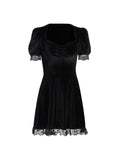 Darkly Alluring Gothic Vintage Lace Sleeveless Mini Dress