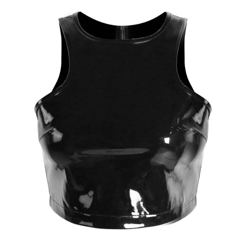 Tank Tops Patent Leather Back Crop Top - Alt Style Clothing