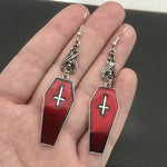 Goth Cross Vampire Coffin Earrings Spider Web Bat Earings - Alt Style Clothing