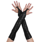 Metallic Fingerless Long Gloves in Wetlook Patent Leather - Alt Style Clothing