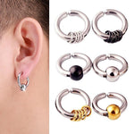 Small Circle Bead Pendant No Pierced Fake Ear Circle Gothic Earrings - Alt Style Clothing