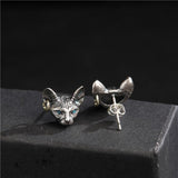 Vintage Sphink Cat Punk Animal Gothic Stud Earrings - Alt Style Clothing
