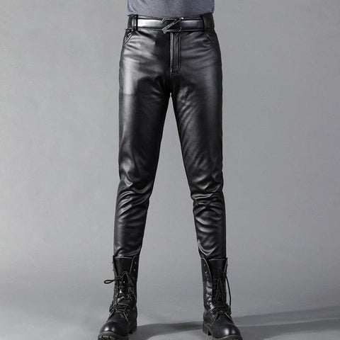 Men's Fashionable Skinny Fit Leather Pants - Alt Style Clothing