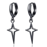 Gothic Punk Style Copper Metal Drop Stars Cross Earrings - Alt Style Clothing