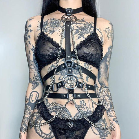 Gothic Leather Chest Harness Body Gothic - Alt Style Clothing