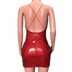 Glitter Sparkle Sexy with V Neck Backless Bodycon Club Party Dress