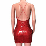 Glitter Sparkle Sexy with V Neck Backless Bodycon Club Party Dress - Alt Style Clothing