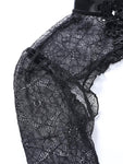 Black See Through Floral Lace Flare Sleeve Extra Short Vintage Steampunk - Alt Style Clothing