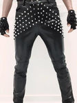 Idopy Gothic Punk Rock Rivet Faux Leather Pants - Perfect for Nightclub Fashion with a Unique and Edgy Style - Alt Style Clothing