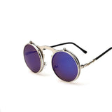 Retro Flip Round Steampunk Style Sunglasses - Alt Style Clothing