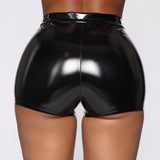 Glossy Faux Leather High Waist Bodycon Shorts for Goths and Alternative Fashion - Alt Style Clothing