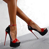 Make a Bold Statement with Style Sexy 16cm Women's High Heels Sandals Open Toe Buckles Nightclub Party Shoes - Alt Style Clothing