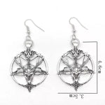Retro Satan Pentagram Goat Head Skull Earrings - Alt Style Clothing