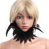 Gothic Victorian Natural Feather Lace Embroidery Collar Choker Shrug feather Shawl - Alt Style Clothing