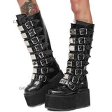 Make a Statement with Black Gothic Style Cool Punk Female Platform Wedges High Heels - Alt Style Clothing