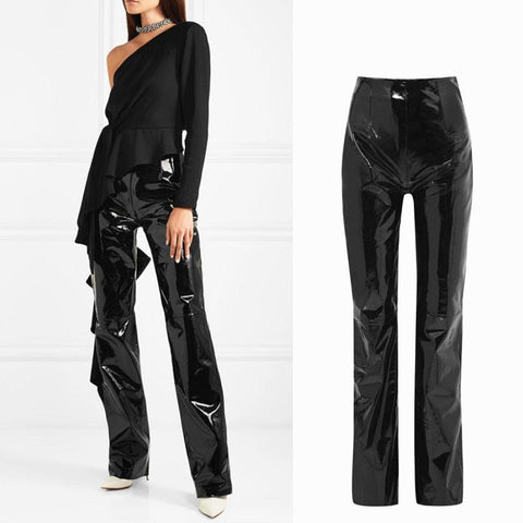 Shiny PU Patent Leather Pencil Pants - Sexy and Eye-Catching Design - Alt Style Clothing