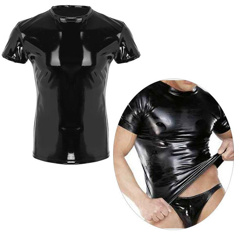 Wetlook Leather Clubwear Exotic Muscle Tight T-shirt