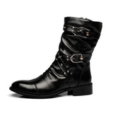 Unleash Your Inner Rebel with Pointed Toe Stage Performance Faux Leather Boots for Men