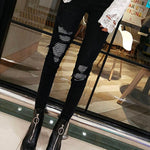 Sequined Hole Jeans for Women - Alt Style Clothing