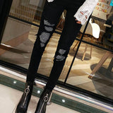 Sequined Hole Jeans for Women - Alt Style Clothing