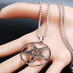 Embrace Your Dark Side with Large Baphomet Stainless Steel Necklace Goth Pagan Pentagram for Satan Gothic Goat Jewelry - Alt Style Clothing