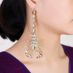 Exaggerated Rhinestone Scorpion Long Drop Earrings - Alt Style Clothing