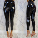 Ladies Soft Stretchy Shiny Vinyl Leggings - Wet Look Style - Alt Style Clothing