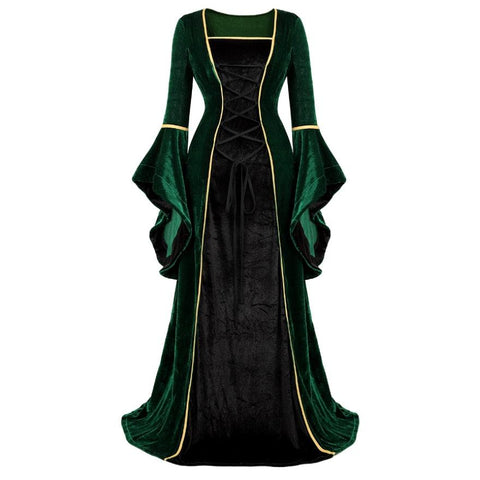Renaissance Irish Deluxe Velvet Dress Victorian Medieval Long Dress - Alt Style Clothing