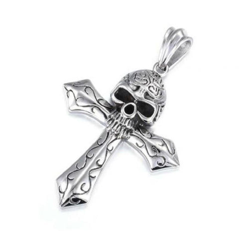 Skull Cross Pendant Necklace - The Ultimate Gothic Punk Rock Jewelry - Alt Style Clothing