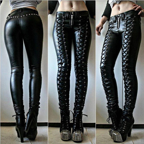 Steampunk Faux Leather Pants - Alt Style Clothing