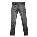 Printed Crocodile Skin Texture PU Leather Pants - Unique and Stylish Design for a Standout Look
