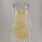 Pleated Backless Spaghetti Dress Women Strap Mini Party Dress - Alt Style Clothing