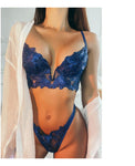 Feel Elegant and Sexy with CINOON French Lace Embroidery Lingerie Set, including Push-Up Bra and Panty - Alt Style Clothing