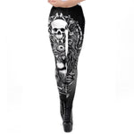 Vintage Steampunk Gothic Leggings for Women - New Skull Design with Ankle Length - Alt Style Clothing