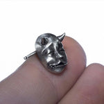 Personality Silver Plated Gothic Horned Demon Baby Stud Earrings Devil Prajna - Alt Style Clothing